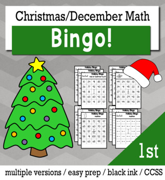 Preview of Christmas Math 1st Grade BINGO Game Bundle
