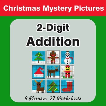 Christmas Math: 2-Digit Addition - Color-By-Number Math Mystery Pictures