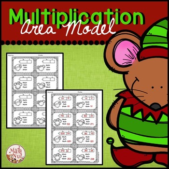 Christmas Multiplication "Area Model 2 digit by 1 digit" by Math Nut