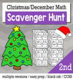 Christmas Math 2nd Grade Scavenger Hunt Game Bundle