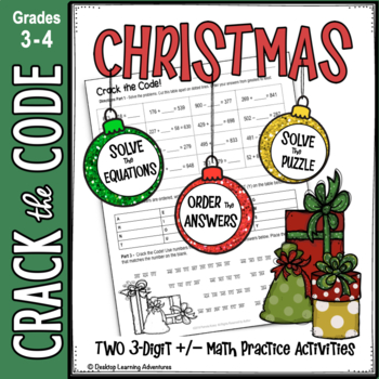 Christmas Math 3-Digit Addition, Subtraction, Order Numbers - Crack the ...