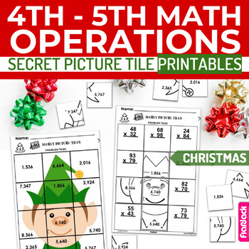 Preview of Christmas Math 4th-5th Secret Picture Tile Printables