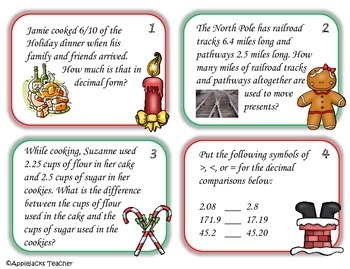 Christmas Math Activities - 4th Grade - Decimals by Applejacks Teacher