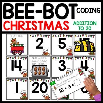 Preview of Christmas Math Activities Addition Robotics for Beginners Bee Bots Coding Mats