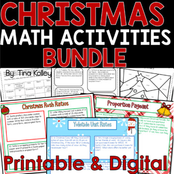 Preview of Christmas Middle School Math Activities Bundle - Ratios Rates Proportions