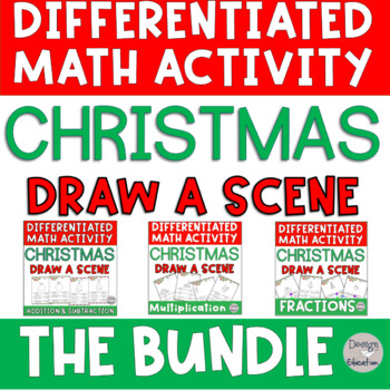 Preview of Christmas Math Activities Coloring Worksheets 2nd 3rd and 4th Grade