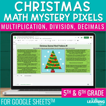 Preview of Christmas Math Activities Digital Pixel Art | Multiplication Division Decimals