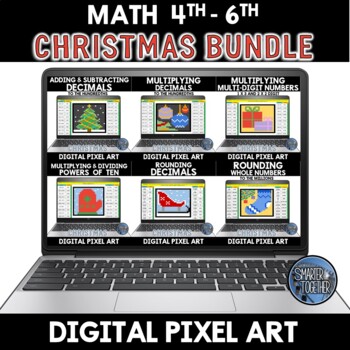 Preview of Christmas Math Activities Digital Pixel Art Upper Elementary Bundle