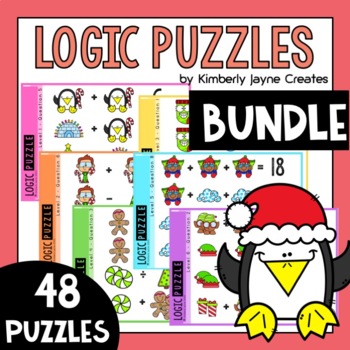 Preview of Christmas Math Activities Logic Puzzles 1st - 6th Grade Enrichment Volume One