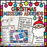 Christmas Math Activities | Missing Addends 0-10 Centers &