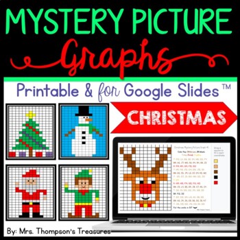 Preview of Christmas Math Activities Mystery Picture Graphs + Digital