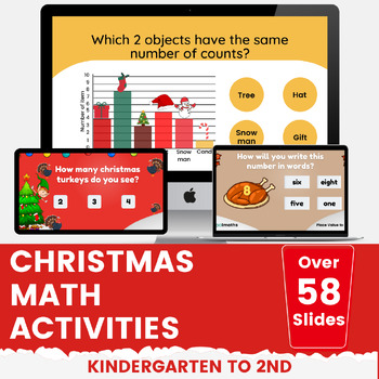 Preview of Christmas Math Activities No-Prep Bundle for Kindergarten to 2nd Grade
