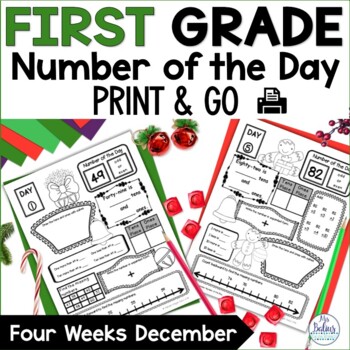 Preview of Christmas Math Activities | Number of the Day | 1st Grade Worksheets December