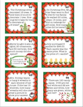 Christmas Math Activities Word Problems! 100 Task Cards! | TPT