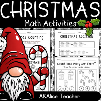 Christmas Math Activities Worksheet Printable by AKAlice Teacher