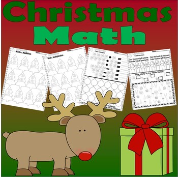 Preview of Christmas Math Activities Worksheets NO PREP Addition Multiplication Graphing