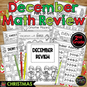 Preview of Christmas Math Activities for 2nd Grade No Prep Printables December Review