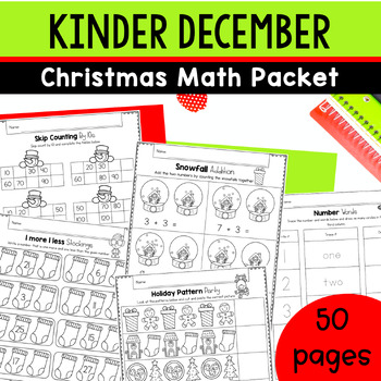 Preview of Christmas Math Activities for Kindergarten - December NO PREP Worksheets