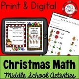 Christmas Math Activities for Middle School- PDF & Digital