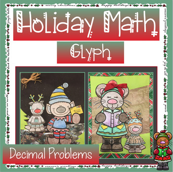 Preview of Christmas Math Craft Activity Glyph 5th Grade Decimals