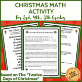 Christmas Math Activity 3rd 4th 5th Grades Sub Plans or In