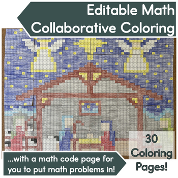 Preview of Christmas Math Activity│Collaborative Coloring Poster & Bulletin Board│Editable