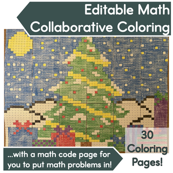 Preview of Christmas Math Activity│Collaborative Coloring Poster & Bulletin Board│Editable