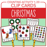 Christmas Math Activity Count And Clip Cards 1-20 Counting