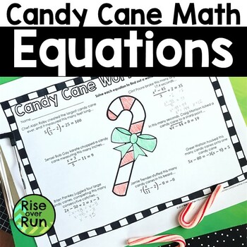 Preview of Christmas Candy Cane Math Activity with Multi-Step Equations