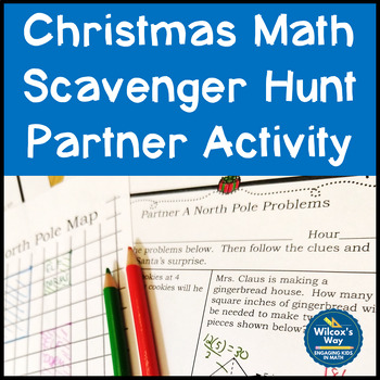 Preview of Christmas Math Activity: North Pole Holiday Partner Scavenger Hunt