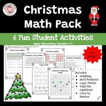 Christmas Math Activity Pack for Upper Elementary (Grades 4-7) | TPT