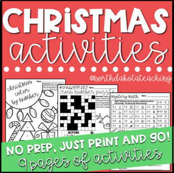 Preview of Christmas Math Activity Packet