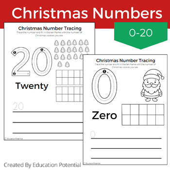 Preview of Christmas Math Activity- Tracing and Counting Numbers