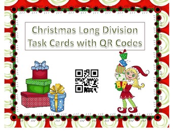 Preview of Christmas Math Activity long division task cards spiral review winter fun