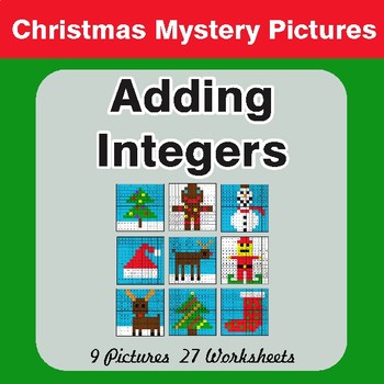 Christmas Math: Adding Integers - Color-By-Number Math Mystery Pictures