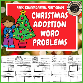 Preview of Christmas Math Addition Word Problems December PreK Kindergarten First TK