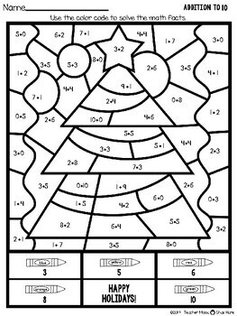 Christmas Math - Addition and Subtraction Color by Code | TpT