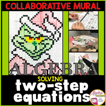 Preview of Christmas Math Algebra 1 Solving Two Step Equations Collaborative Activity