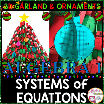 Preview of Christmas Math Algebra 1 Systems of Equations Activity Bundle