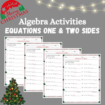 Preview of Christmas Equations with the Variable on One and Two Sides Extensive Activity