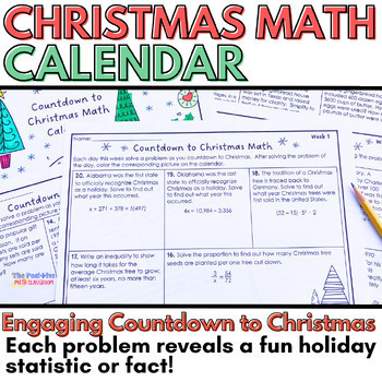 Preview of Christmas Math Calendar - Mixed Review Practice