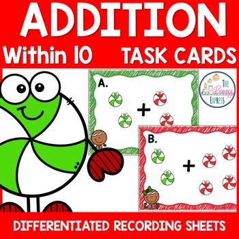 Preview of Christmas Math Center Addition within 10