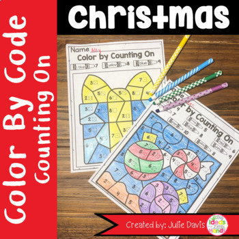 Christmas Math Center Counting On Activity - Color by Code Worksheets