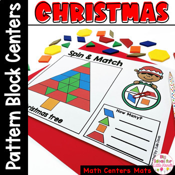 Preview of Christmas Math Center | Kindergarten Pattern Blocks Games | Counting Activities