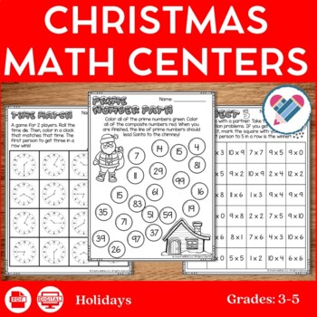 Preview of Christmas Math Centers 3rd-5th