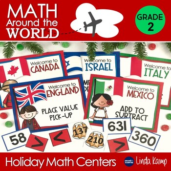 Preview of Christmas Math Centers | Holidays Around the World Activities 2nd Grade