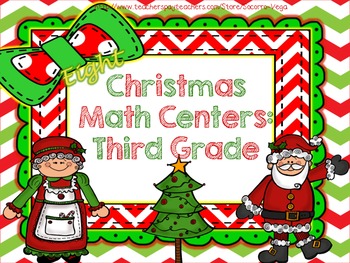 Preview of Christmas Math Centers! Third Grade!! Common Core!