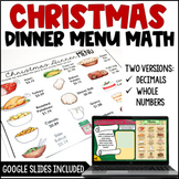 Christmas Math - Digital Christmas Math Activity - Christmas Dinner Menu Tasks