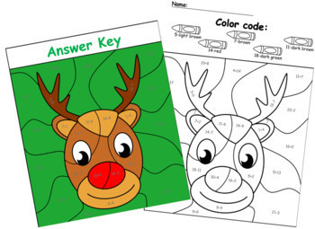 Christmas Color by Number – The Mouse and the Reindeer – Tim's Printables
