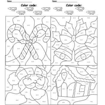 Christmas Math Color By Number Coloring Book For Kids Ages 8-12